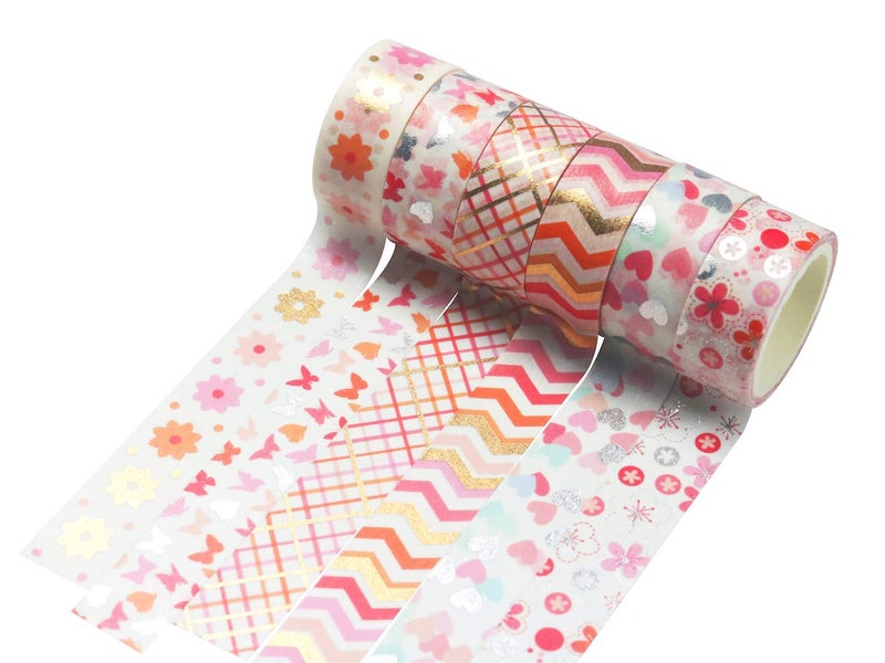 YUBBAEX 12 Rolls Pink Gold Washi Tape Set Masking Decorative Tapes (Pink Mix) - Image 3
